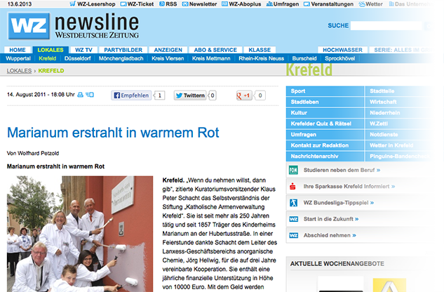 Marianum erstrahlt in warmem Rot